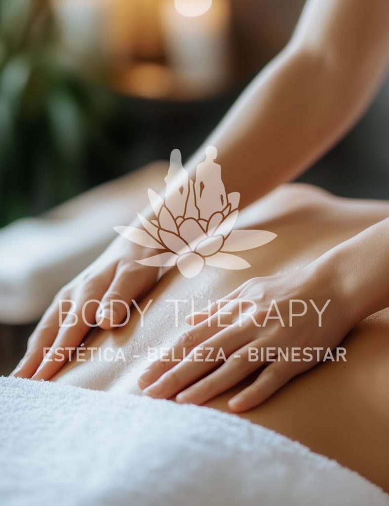 Vista del logotipo como marca de agua sobre fotografía para ilustrar la identidad del centro de estética Body Therapy en Abarca Poio Pontevedra