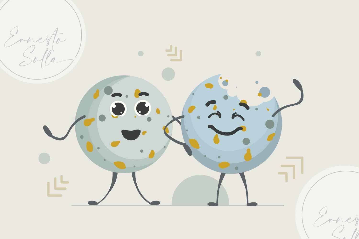 Ilustración para página sobre las cookies en la paleta de colores del sitio web Ernesto Solla con logotipo