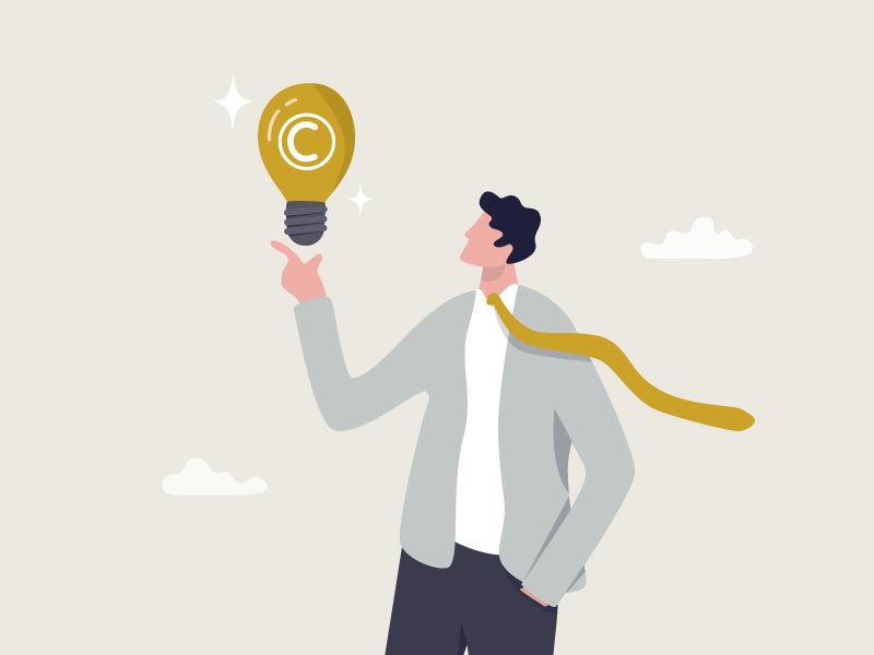 Imagen advertencia sobre la protección intelectual de los contenidos de la web de Ernesto Solla con ilustración vectorial estilo corporate Menphis en la paleta de colores de la web