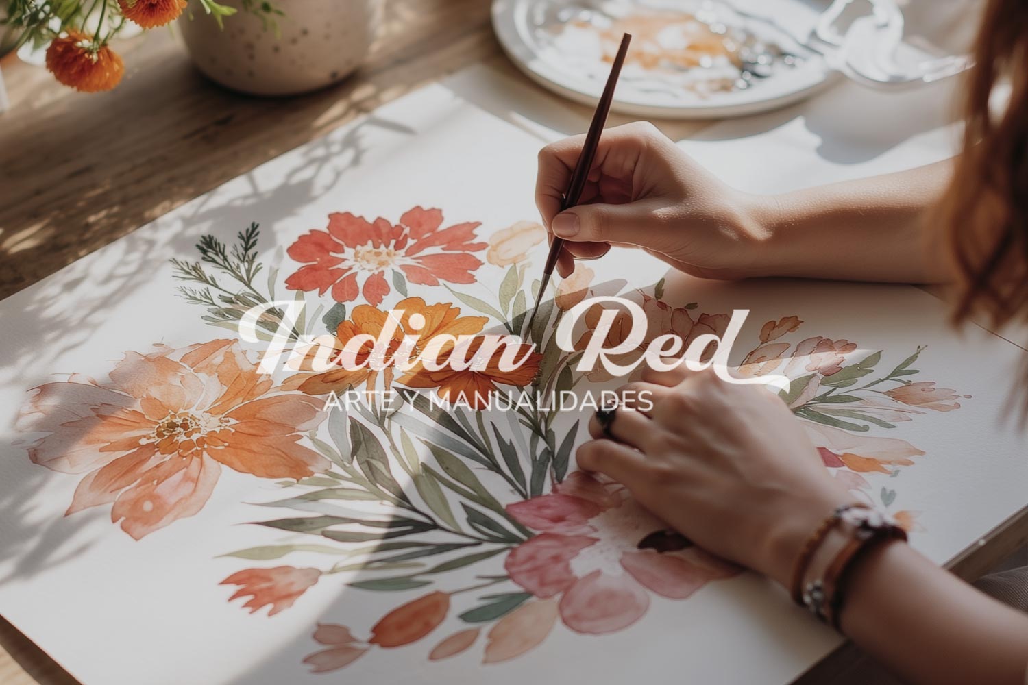 portada proyecto de porfolio indian red mujer pintando acuarela
